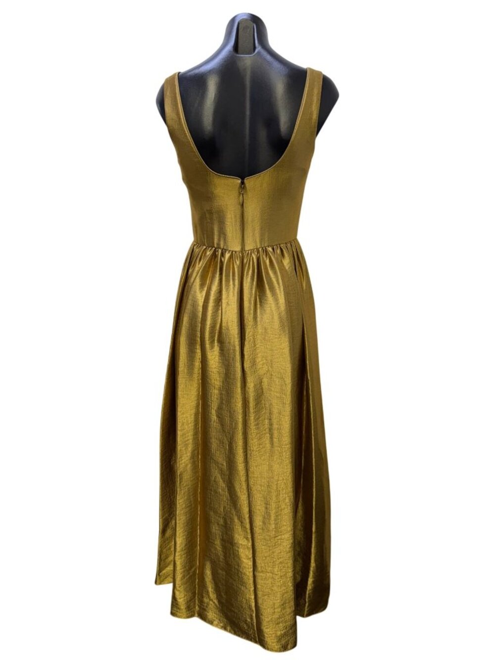 NWT Antonio Melani Gold Sleeveless Midi Dress Size 2 - Picture 2 of 7